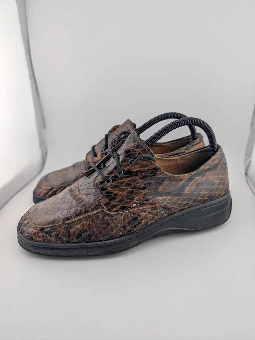 Helle Comfort By Romu's Size 9 Women's Snakeskin Shoes Lace Up Brown 40 Oxfords